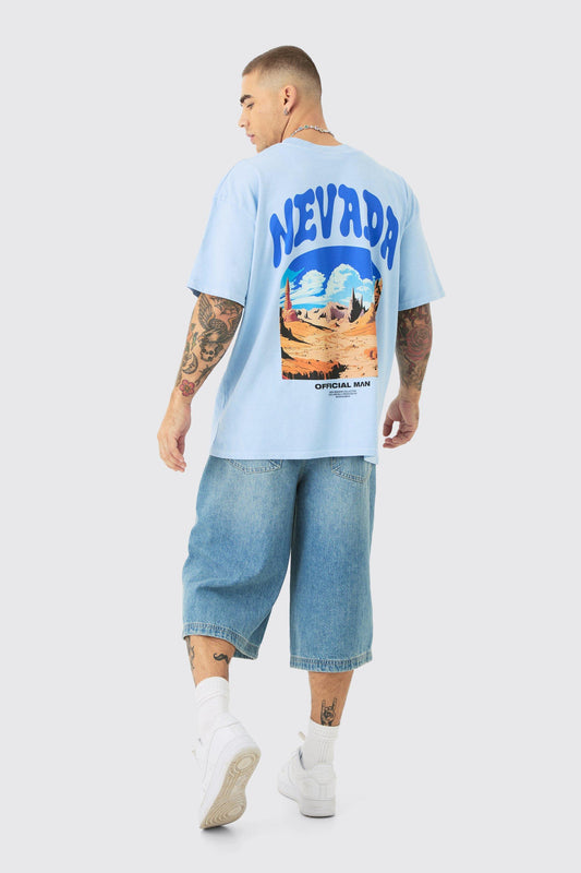 Oversized Nevada Landscape Back Print T-shirt