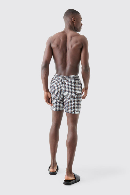 Mid Length Dogstooth Swim Short