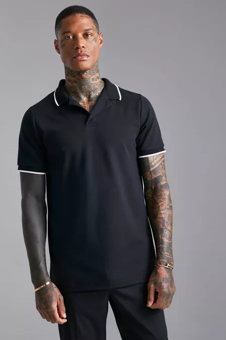 Boohoo Man REVERE COLLAR POLO TAREDA KWANAN BAYANI