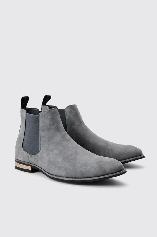 Faux Suede Chelsea Boot In Grey