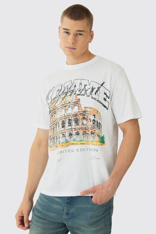 Homme Landscape Print T-Shirt