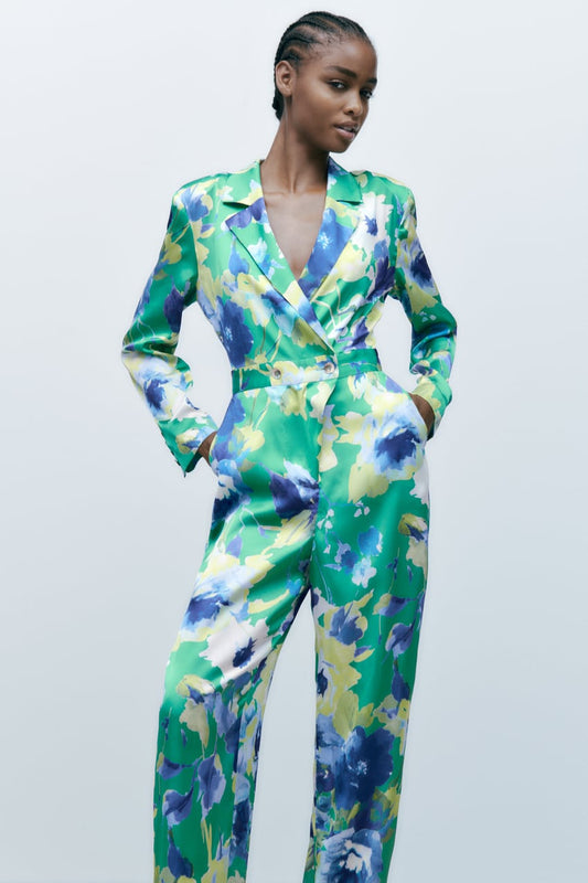 Zara floral print jumpsuit mai launuka iri-iri 