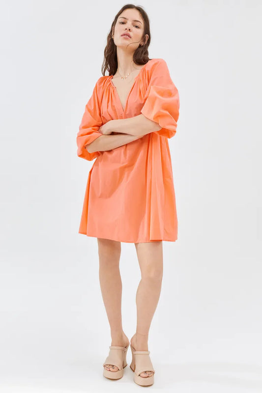 Orange Cotton A-Line Dress